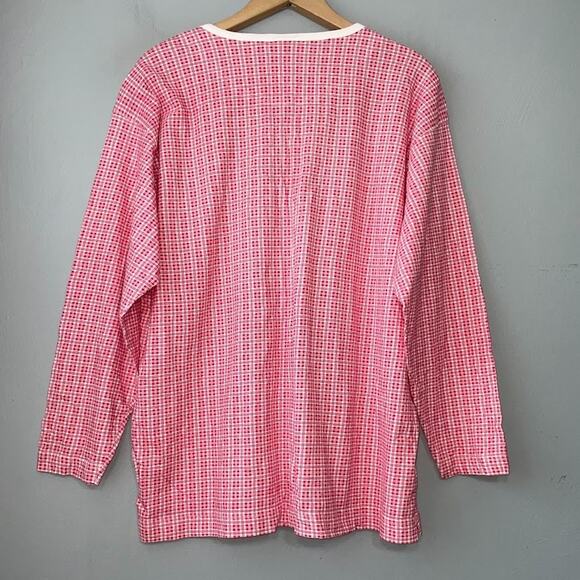 Vintage Nuovo County Seat Women Size Large Red Plaid Henley Shirt Country Casual - Picture 5 of 9